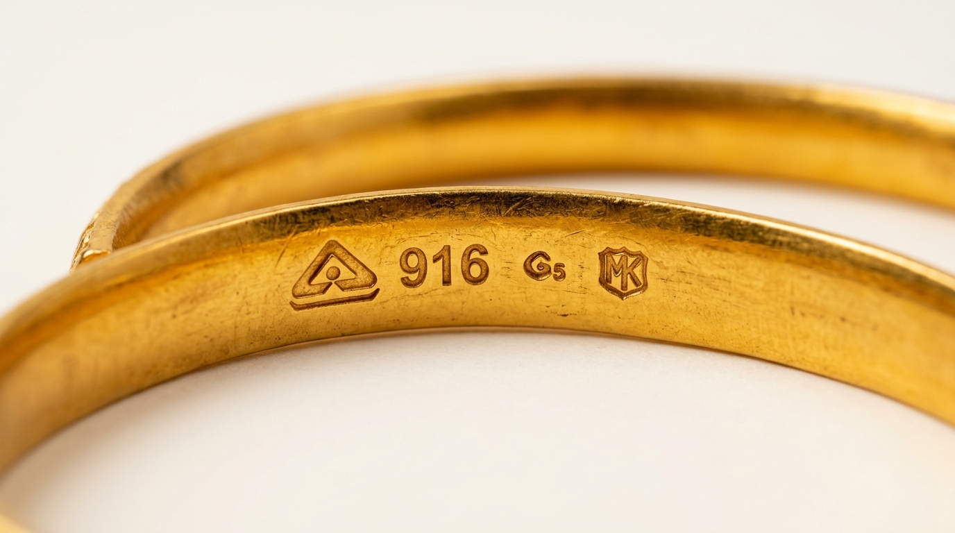 BIS Hallmarked Gold Bangle showing 4 inscription marks